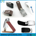 Promocionais presentes de alta qualidade PU couro USB Flash Drive